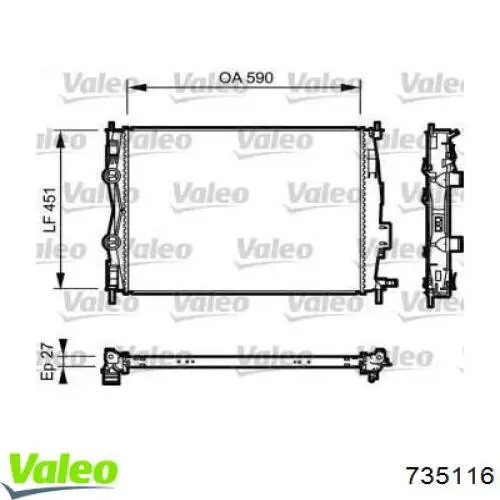 Купити 735116 VALEO Радіатор двигуна