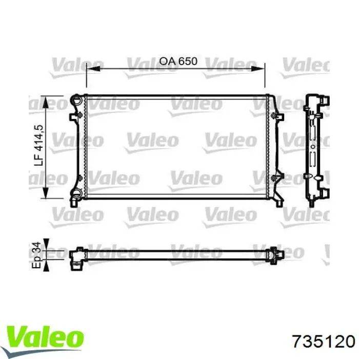 Купити 735120 VALEO Радіатор двигуна