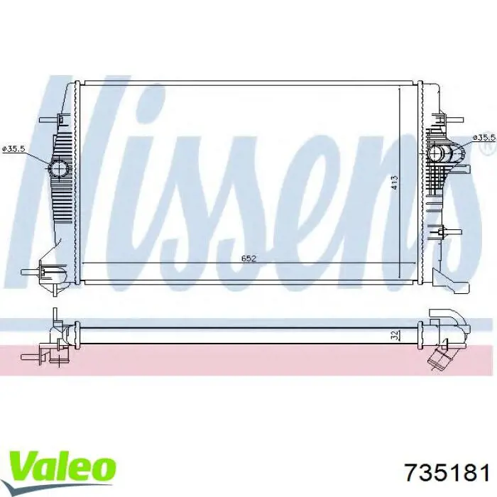 Радіатор охолодження двигуна 735181 VALEO