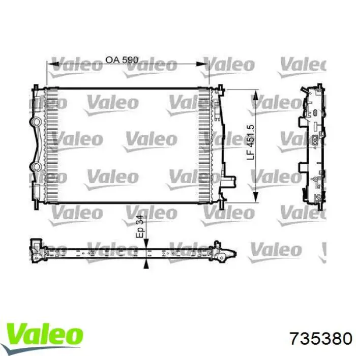 Купити 735380 VALEO Радіатор двигуна
