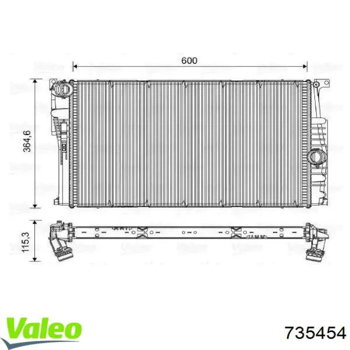 Радіатор основний VALEO 735454 ціна, від 103.85 USD