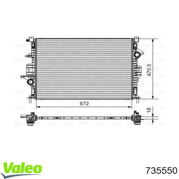 Радіатор основний VALEO 735550 ціна, від 82.78 USD