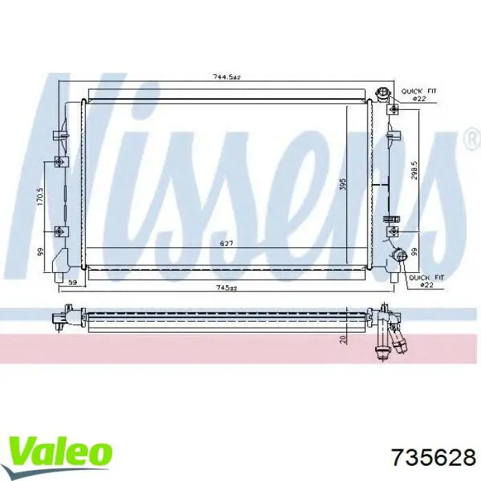 Радіатор основний VALEO 735628 ціна, від 103.52 USD