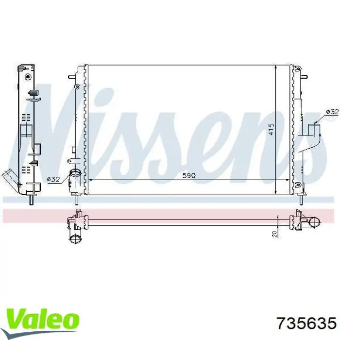 Радіатор основний VALEO 735635 ціна, від 61.59 USD