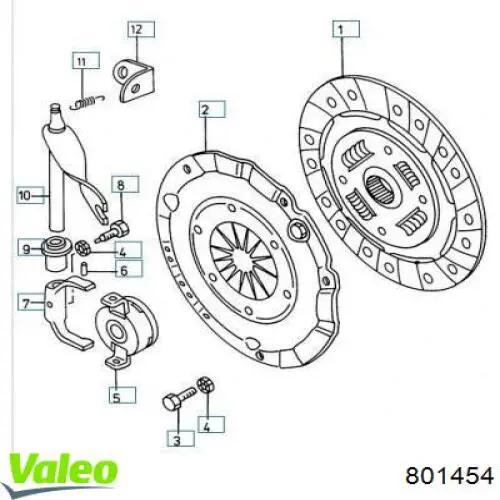 Купити 801454 VALEO Комплект зчеплення (диск, корзина, підшипник)