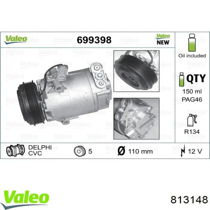 Компресор кондиціонера 813148 VALEO
