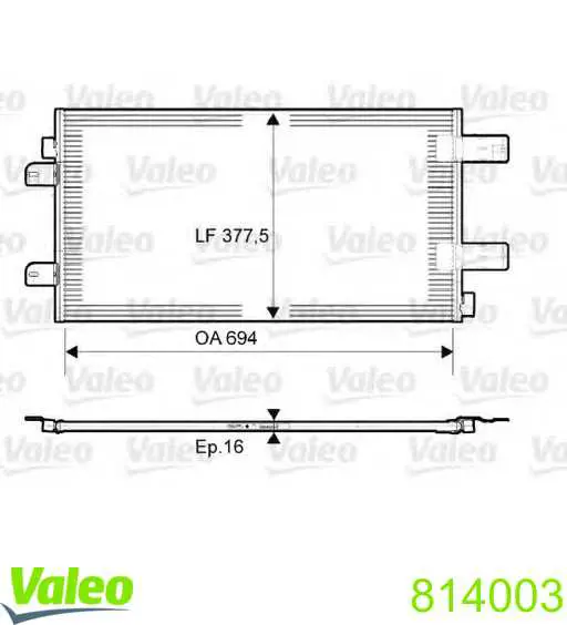 Конденсатор кондиціонера VALEO 814003 ціна, від 90.03 USD