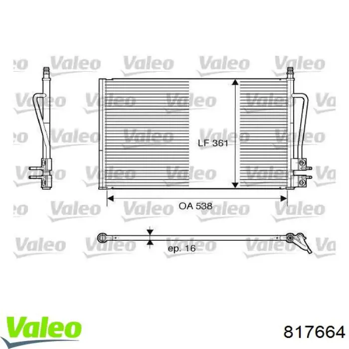 Конденсатор кондиціонера VALEO 817664 ціна, від 2674.44 UAH