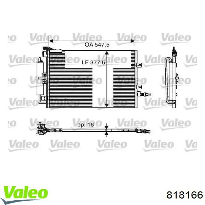 Конденсатор кондиціонера VALEO 818166 ціна, від 111.62 USD