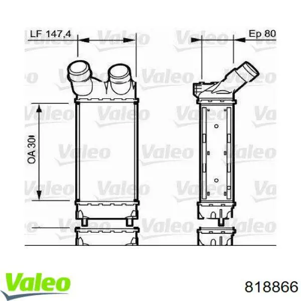 Купити 818866 VALEO Радіатор интеркуллера