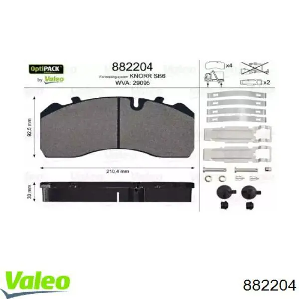 882204 VALEO Передні гальмівні колодки