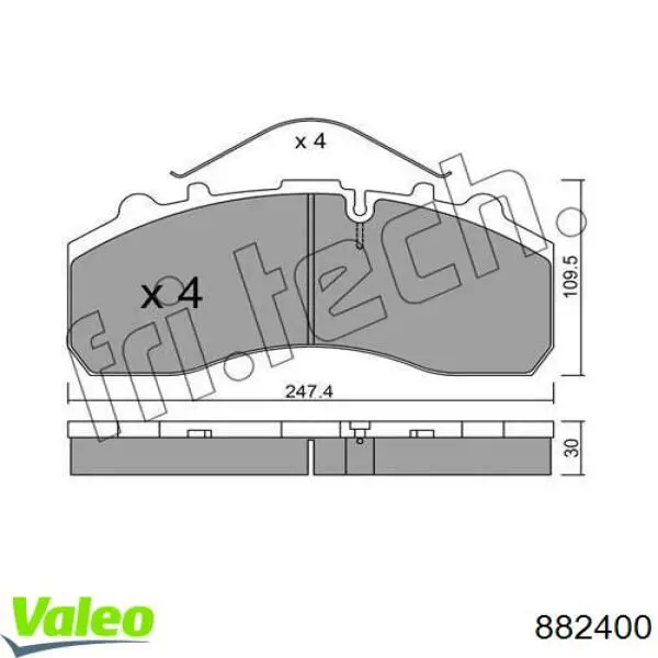 Купити 882400 VALEO Колодки гальмівні передні, дискові