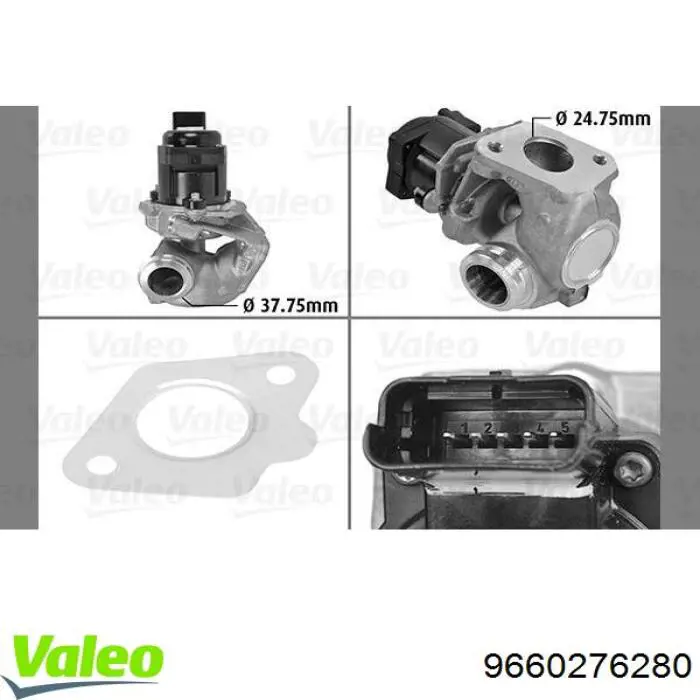 Клапан EGR VALEO 9660276280 ціна, від 63.35 USD