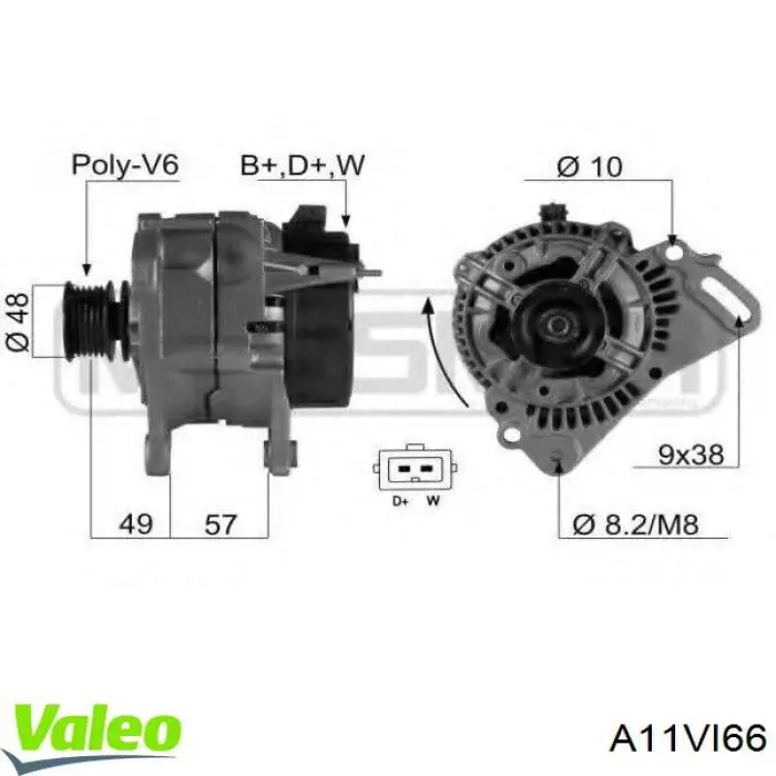 Генератор VALEO A11VI66 ціна, від 112.33 USD