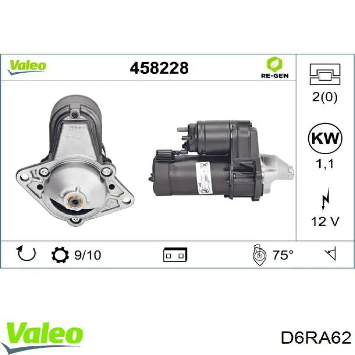 D6RA62 VALEO Стартер двигуна