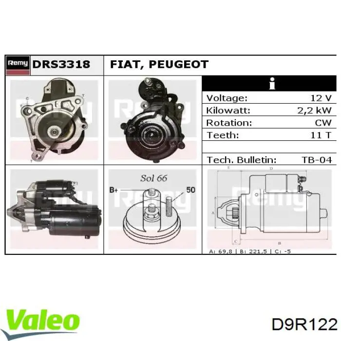 D9R122 VALEO Стартер двигуна