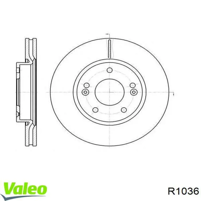 R1036 VALEO диск гальмівний передній
