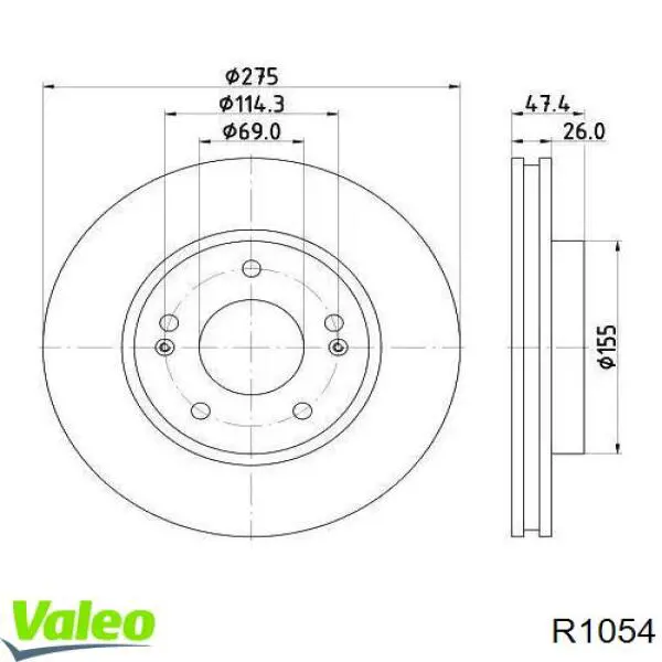 R1054 VALEO диск гальмівний передній