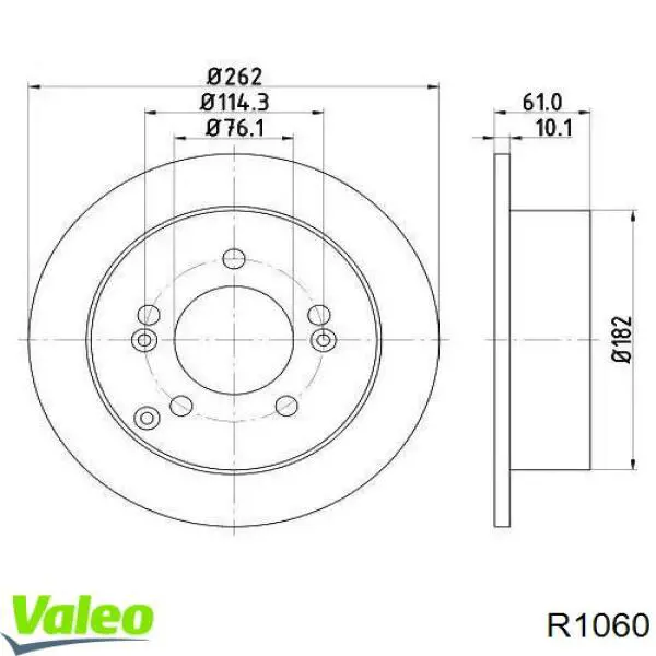 R1060 VALEO диск гальмівний задній