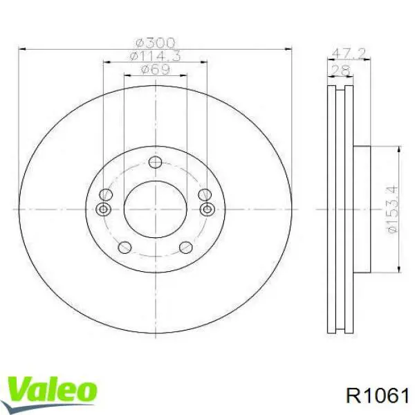 R1061 VALEO диск гальмівний передній