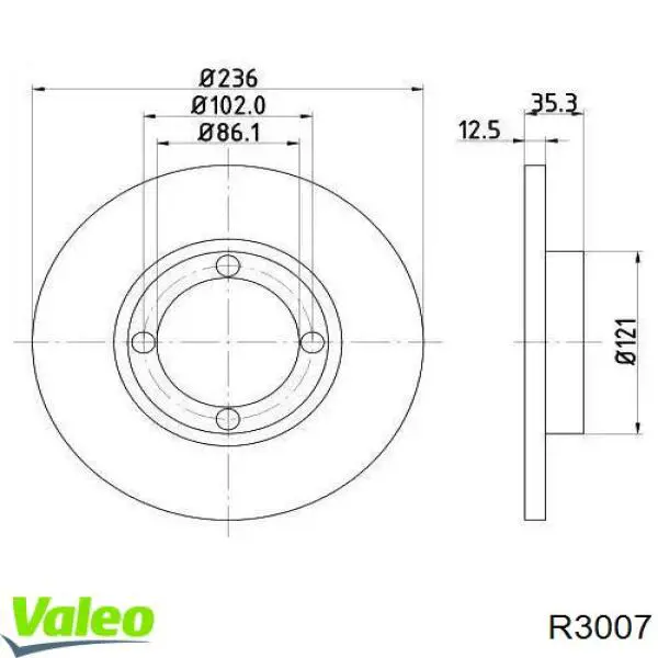 R3007 VALEO Гальмо дискове переднє