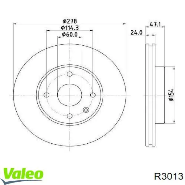 Диск гальмівний передній R3013 VALEO