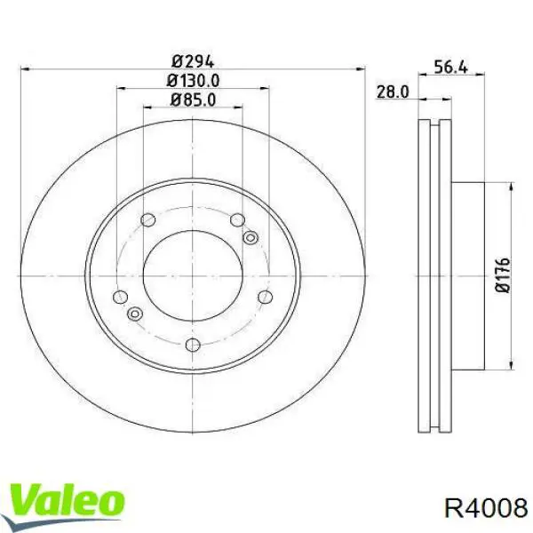 R4008 VALEO Гальмо дискове переднє