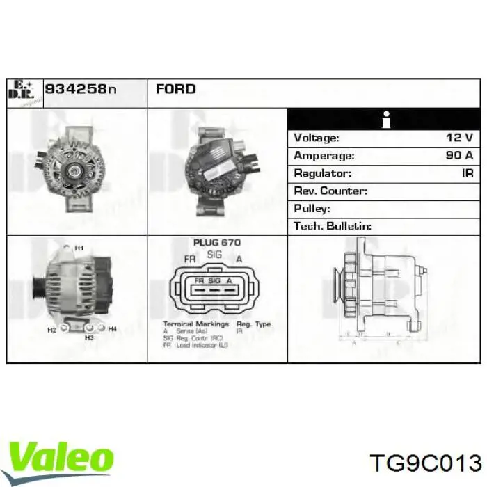 Купити TG9C013 VALEO Генератор