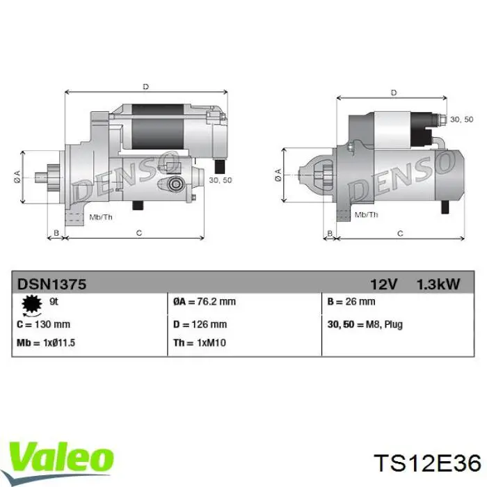 Купити TS12E36 VALEO Стартер