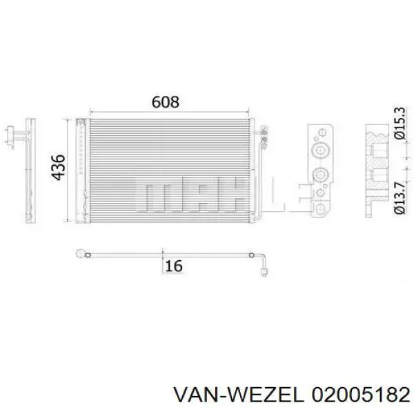 Конденсатор кондиціонера VAN Wezel 02005182 ціна, від 77.26 USD
