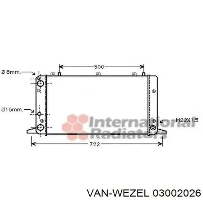 Радіатор охолодження двигуна 03002026 VAN Wezel