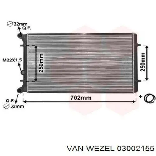 Радіатор охолодження двигуна 03002155 VAN Wezel