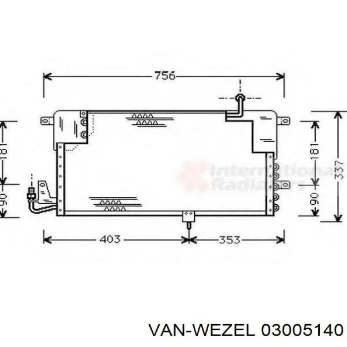 Конденсатор кондиціонера VAN Wezel 03005140 ціна, від 62.86 USD
