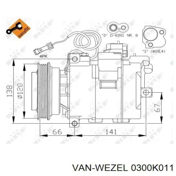 Компресор кондиціонера 0300K011 VAN Wezel