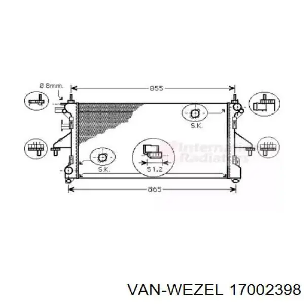 Радіатор основний VAN Wezel 17002398 ціна, від 113.45 USD