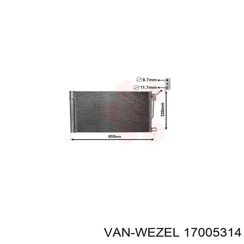 Конденсатор кондиціонера VAN Wezel 17005314 ціна, від 58.91 USD