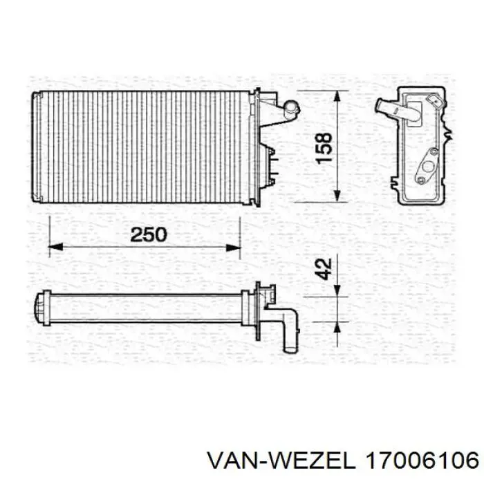 Радіатор пічки (обігрівача) 17006106 VAN Wezel
