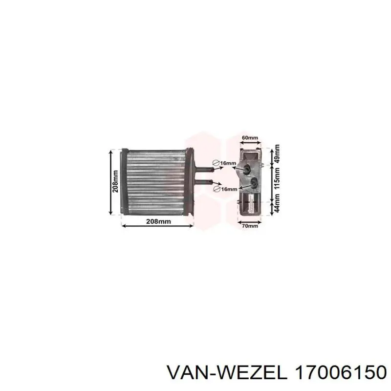 Радіатор пічки (обігрівача) 17006150 VAN Wezel