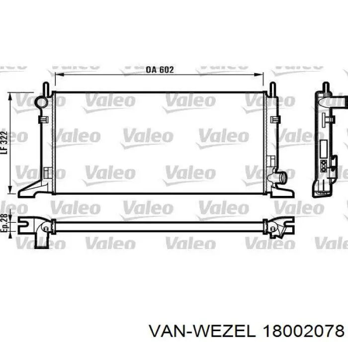 Радіатор охолодження двигуна 18002078 VAN Wezel