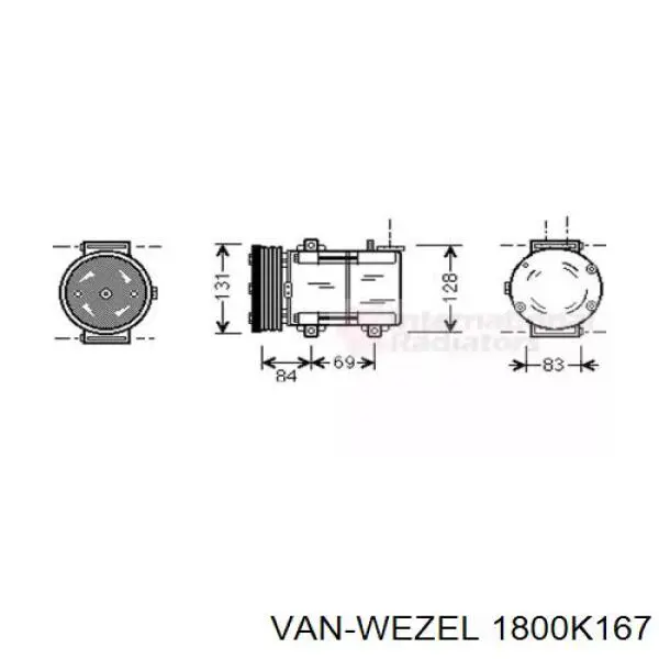 Компресор системи кондиціювання VAN Wezel 1800K167 ціна, від 132.86 USD