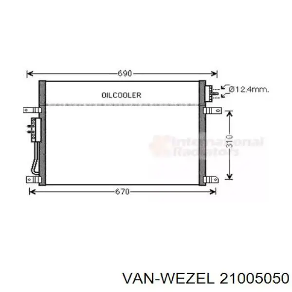 Конденсатор кондиціонера VAN Wezel 21005050 ціна, від 105.44 USD