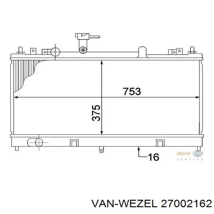 Радіатор охолодження двигуна 27002162 VAN Wezel