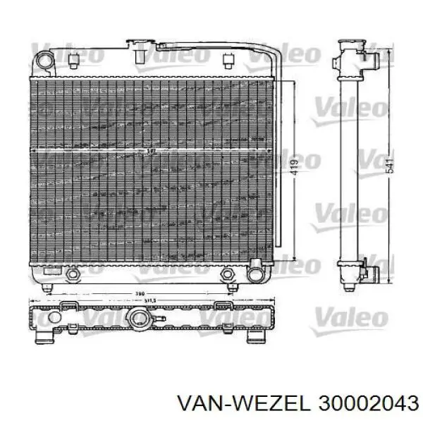 Радіатор охолодження двигуна 30002043 VAN Wezel