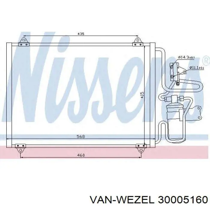 Радіатор кондиціонера 30005160 VAN Wezel