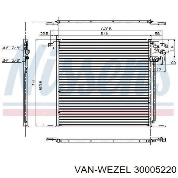 Радіатор кондиціонера 30005220 VAN Wezel