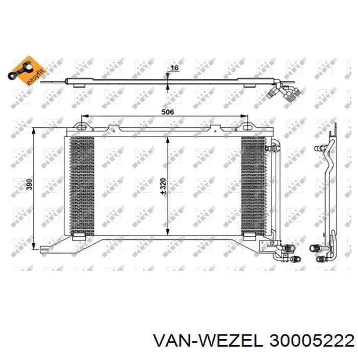 Конденсатор кондиціонера VAN Wezel 30005222 ціна, від 68.05 USD