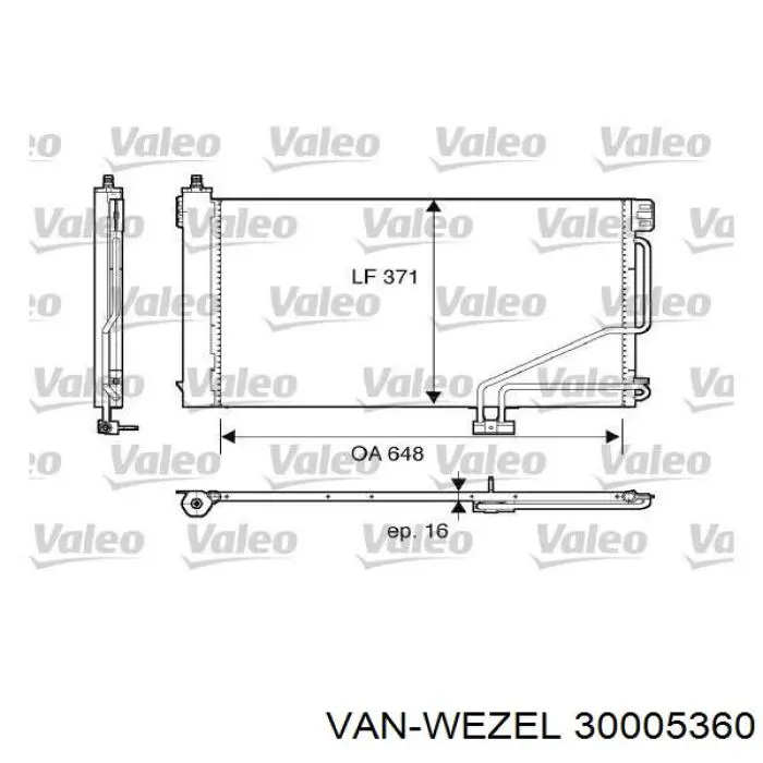 Радіатор кондиціонера 30005360 VAN Wezel