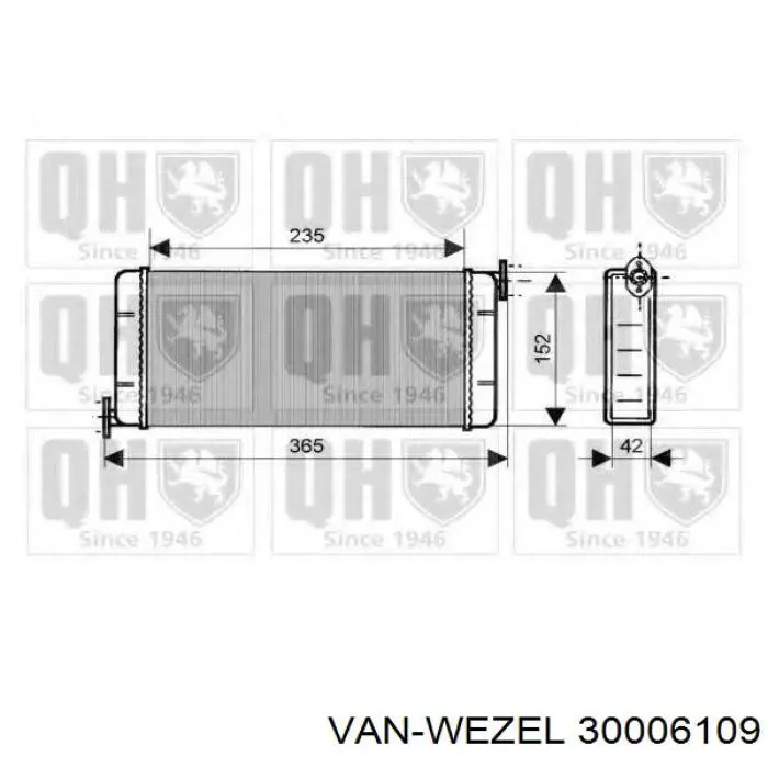 Радіатор пічки (обігрівача) VAN Wezel 30006109 ціна, від 23.37 USD