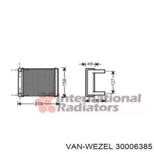 Радіатор пічки (обігрівача), задній VAN Wezel 30006385 ціна, від 16.34 USD
