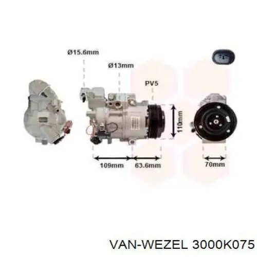 Компресор кондиціонера 3000K075 VAN Wezel